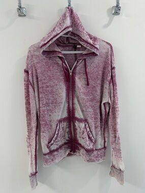 BDG Washed Pink Zip-Up Hoodie Sweater - Medium